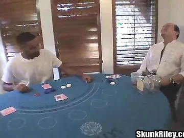 Kinky role play: Husband & Wifey deepthroating together with fucking a peaches ebony slut, Shellacking Riley, who loves to suck together with