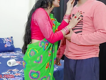 Priya, the Indian step-daughter, can't thumb one's nose at her man's throbbing cock connected with this steamy POV video