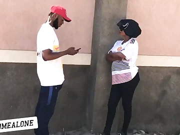 Nigerian gal with a huge rump takes a rock-hard schlong in her booty while on the street