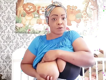 Stepmom Nigerian mom displays off how to milk her immense black bra-stuffers